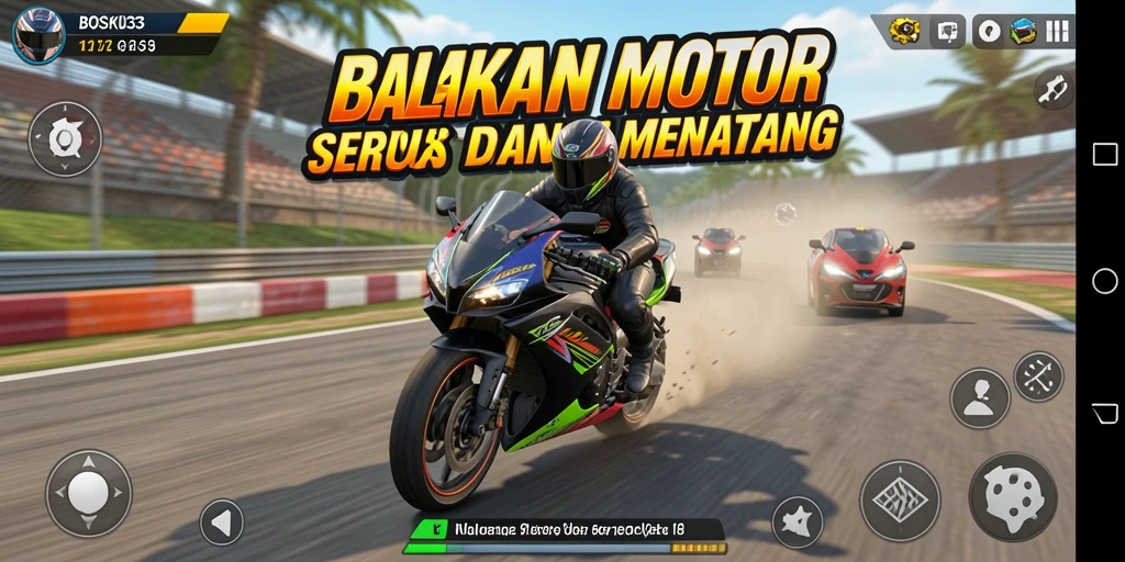 Tampilan grafis menakjubkan dalam gameplay balapan motor.