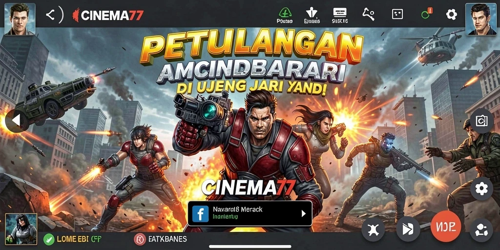 Screenshot menampilkan aksi intens dalam gameplay CINEMA77.