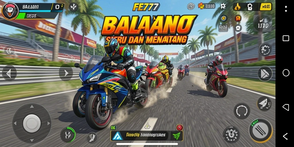 Screenshot menampilkan aksi balapan motor yang mendebarkan dan seru.