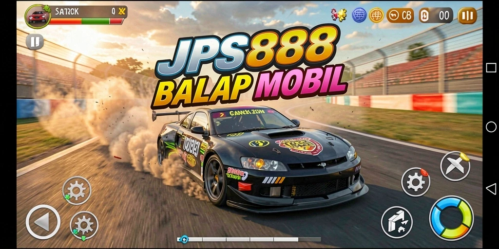 Tangkapan layar JPS888 menunjukkan aksi balapan mendebarkan di lintasan.