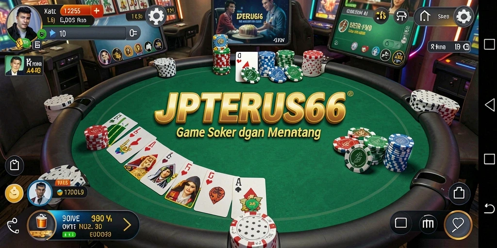 Tampilan gameplay seru di JPTERUS66 yang menampilkan aksi poker langsung.