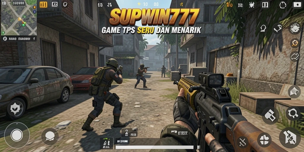 Screenshot SUPWIN777 menampilkan aksi menegangkan dalam game TPS.